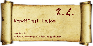 Kopányi Lajos névjegykártya
