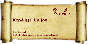 Kopányi Lajos névjegykártya